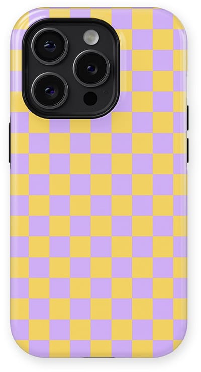Design Hoesje geschikt voor iPhone 14 Pro | Geschikt Voor Mag | Tiny Squares Checkered Print | Backcover geschikt voor iPhone 14 Pro Lilac Lemonade