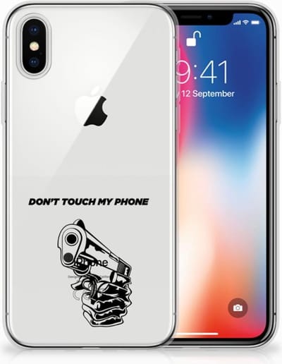 Apple iPhone X | Xs Silicone-hoesje Gun Don't Touch My Phone