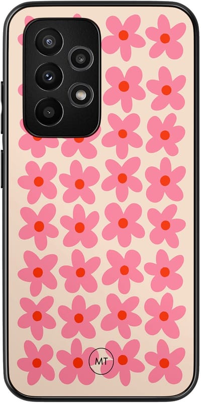 Hoesje geschikt voor Samsung Galaxy A53 - Retro Blooms - TPU Hard Case Backcover - Roze - Mooie Telefoonhoesjes