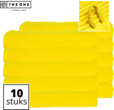 The One Towelling Classic Strandlakens - 100 x 180 cm - 10 Stuks - Voordeelverpakking - Hoge vochtopname - 100% Gekamd katoen - Geel