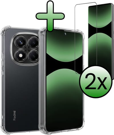 Hoesje Met Screenprotector - 2 Stuks - Geschikt voor Xiaomi Redmi Note 14 Pro - Sterk & Shockproof - Siliconen Case - Back Cover - Telefoon Hoes - Shock Proof - Transparant