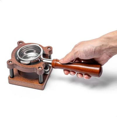 Q-time Premium Hout/RVS verstelbare Portafilter houder 51/53/54/58mm Tamper station Espresso Thuis Barista