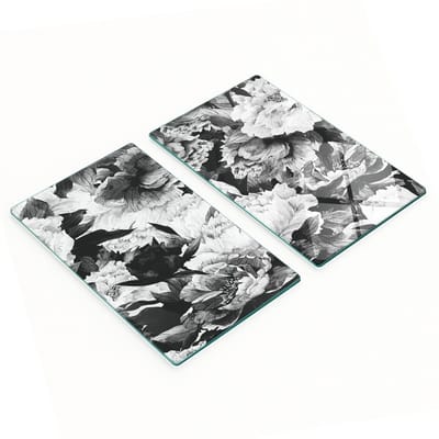 Multifunctionele decoratieve keukenplanken van gehard glas met rozenmotief, 2x30x52 cm