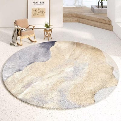Europese Moderne Ronde Pluche Vloerkleden voor Slaapkamer Decor Vloerkleden voor Woonkamer Zacht Vloerkleed Huis Verdikt Tapijt Pluizige Vloermatten 60cm 23.6in