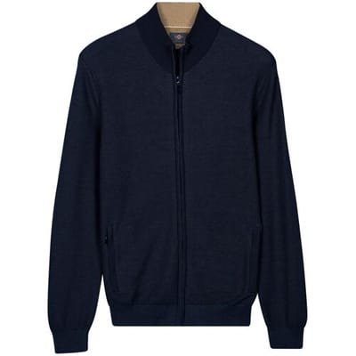 Baileys Vest Full Zip Two-Tone Fine Textured Jacquard Allover Plated Dark Blue / male