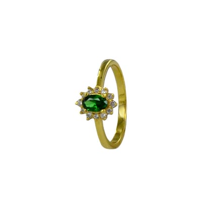 New Bling 9SIL-21055-56 Zilveren Ring - Dames - Ovaal - Entourage - Groene en Witte Zirkonia - 9,5 mm - 8 mm Breed - Maat 56 - Zilver - Gold plated (Verguld / Goud op Zilver)