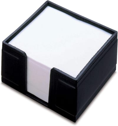 Notitiebox Ledervezel - Bureau Organizer - Bureau Opruimen - Handgemaakt in Duitsland - 12.8 x 12.4 x 6.6 cm - Zwart