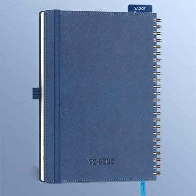 SnelShoppen - Agenda 2026 2027 A5 Weekly Planner en Notebook - 18 Maanden Horizontale Planner (21.8x16.3cm) - Zacht PU Leer - Donkerblauw - Perfect vo