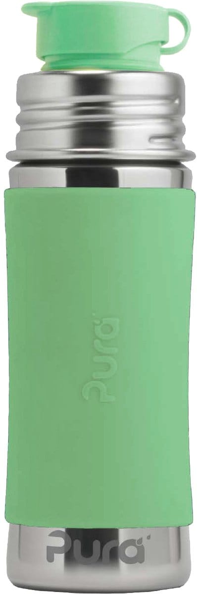 Pura Sportfles 325 ml - Drinkfles - Bidon - Plasticvrij - Roest Niet - Vaatwasserbestendig - Inclusief Sportsleeve en Sportdop - Top is Verwisselbaar - Veelzijdig - Moss