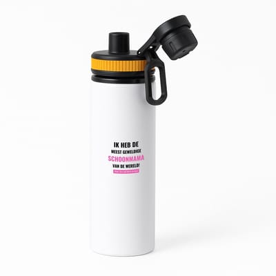 Hacebo® - ik heb de meest geweldige schoonmama van wereld (klopt, deze mok heb ik van haar) waterfles met draaidop oranje - de meest geweldigste schoonmama - Moeder cadeautjes - moederdag - verjaardagscadeau - water fles - 850ML