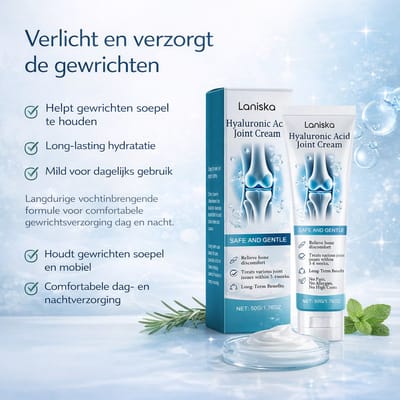 Laniska Pro - Gewricht Verzorging Crème - Hyaluronzuur & Natuurlijke Extracten - Voor Knieën, Rug & Handen - Verlicht Pijn, Verbeterd Beweging & Lange Termijn Voordelen - 50g