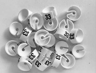 Bleijenberg Maatdopje maat 33 wit - Maataanduiding voor kledinghangers per 25 stuks - Maatringetje Ø 20 mm - Kledinghangers - Kleerhanger - Kapstok - Mark-Brics - wisersizer