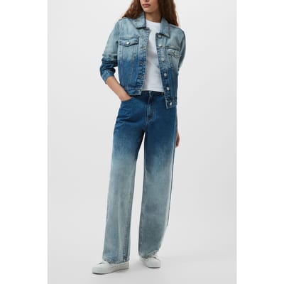 French Connection Dallas Denim Jacket Vintage Blue Ombre Size: 6 | Denim Jackets Outlet | Dames | Blauw