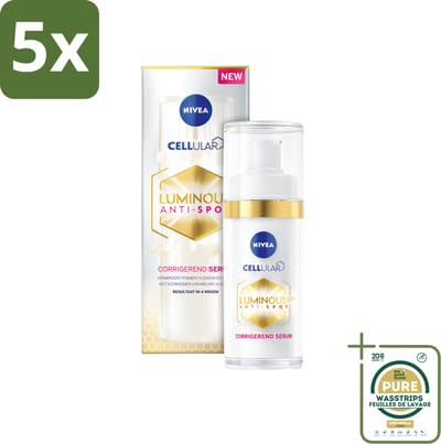 5 x NIVEA - Gezichtsserum - CELLular LUMINOUS630 Tegen Vlekken - Tegen pigmentvlekken - Voor alle huidtypen - Met Hyaluron & Vitamine E - 30 ml - Grootverpakking - Anti-spot Serum - Pigmentvlekken - Huidverzorging - Huidverlichting - Zonvlekken