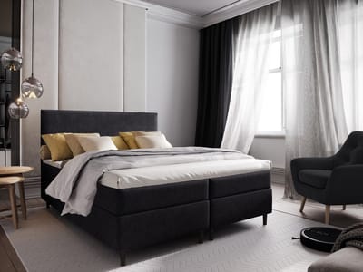 Boxspring met Opbergruimte Milou - 140x200 cm - Bonellvering - Stof Antraciet - 2-Persoons