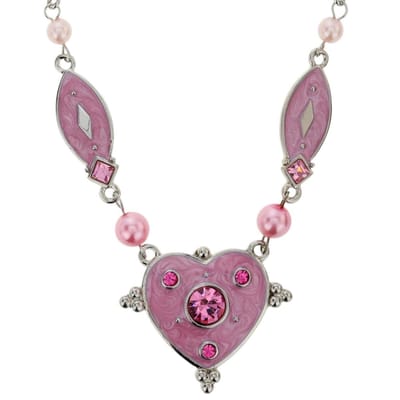 Behave® ketting zilverkleur met roze hart 40,5 cm (+7,5 cm verlengketting)