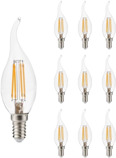 Kobi LED Filamentlamp E14 4W - 470lm - 3000K - 360° - 230V - Druppelvorm - Voor Nachtlamp, Wandlamp of Tafellamp - 10 stuks