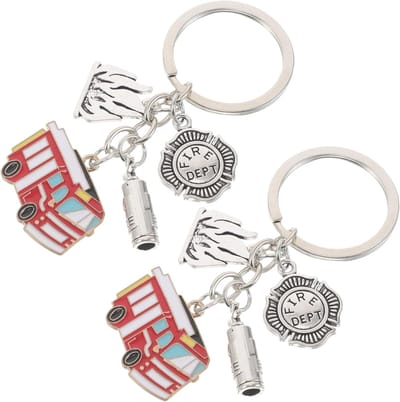 Sleutelhangers Brandblusser - Decoratie Charms - Feest Decoratie - Set van 2 stuks - 7.8 cm - Rood