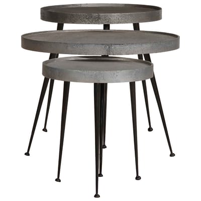 vidaXL - Salontafel - 3 - stuks - zilverkleurig - bewerkt - hout