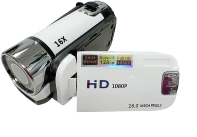 HD 1080P Videocamera 16MP – Camcorder met 16x Digitale Zoom – 2.7” Draaibaar Scherm – Vlog Camera voor Kinderen & Beginners – Wit