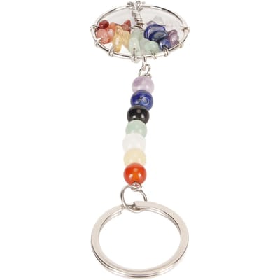 7 Chakra Boom Hanger Sleutelhanger Kleurrijke Faux Kristal Helende Kralen Sleutelhanger voor Portemonnee Handtas Rugzak white