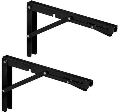 SOTECH 1 paar opvouwbare consoles voor zwaar gebruik (300 x 175 mm, zwart, draagvermogen tot 150 kg) opvouwbare plankconsole voor wandmontage