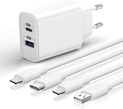 Oplader geschikt voor iPhone 14 / iPhone 13 / iPhone 12 / iPhone 11 / iPhone X - Lightning- 2 Meter - 2 Poorten