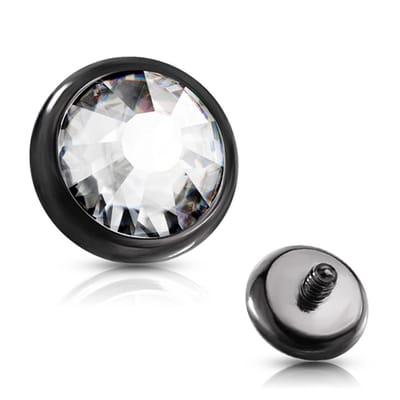 Dermal top steen 1.6 x 4 - zwart - LMPiercings