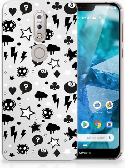 Silicone Back Case Nokia 7.1 Silver Punk