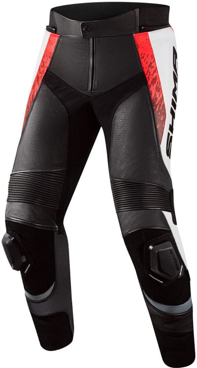 SHIMA STR 2.0 Zwart Wit Rood Leren Motorbroek - Broek