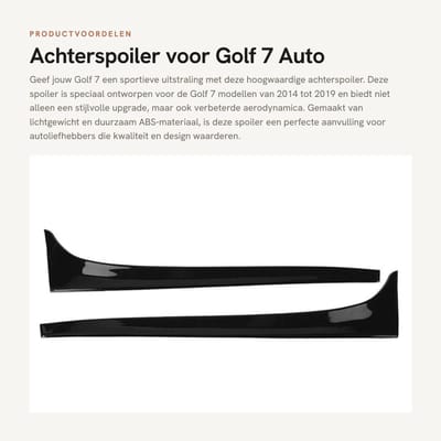 Dailygoods- Achterspoiler - 2 stuks - ABS - Zwart - Krasbestendig - Waterdicht - Afmetingen 380 x 95 mm - Spoiler