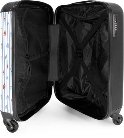 NoBoringSuitcases.com - Koffer - Gestreepte vakantie print kleurrijk - Past binnen 55x40x20 cm en 55x35x25 cm - Trolley handbagage - Valiezen met wieltjes volwassenen - Reiskoffer op wielen - Rolkoffer lichtgewicht