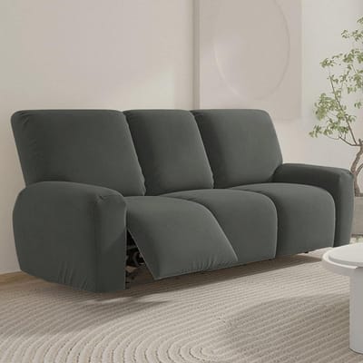 Stretch Armstoelhoezen voor 3-zitsbank met Zakjes - Verstelbare Bescherming voor Elektrische Stoelen en Meubels in de Woonkamer (Anthraciet)