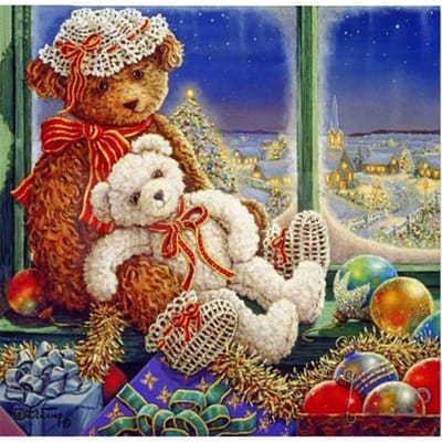Diamant schilderij volledige ronde diamant cartoon kerst beer diamant borduurwerk schilderij kruissteek 30x30CM blue