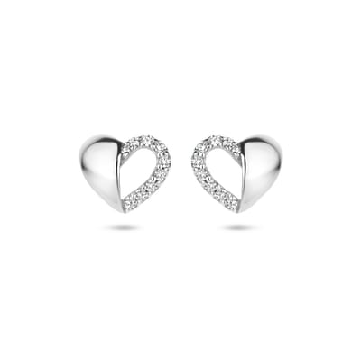 YO&NO - Oorknoppen - Hart Zirkonia - Sieraden Vrouw - Oorbellen - Zilver 925