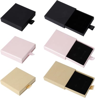 Elegante geschenkdoos voor sieraden, 6-delig, 7 x 7 x 1.8 cm, ideaal voor ringen, oorbellen en armbanden in diverse kleuren