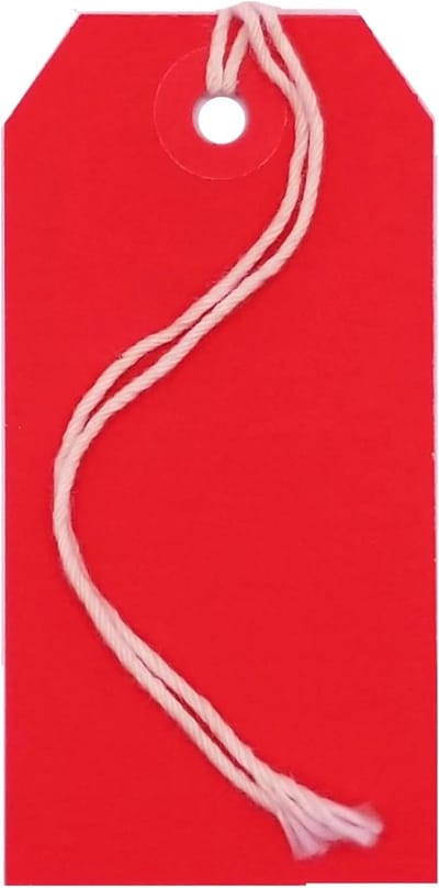 Cadeaulabels Kraft - Papieren tags - Geschenken aanspreken - Voorgeregen met koord - 121 x 60 cm - Rood