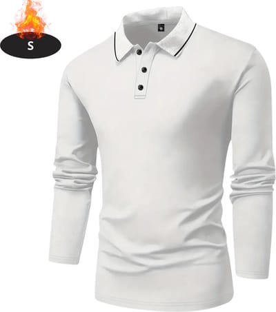 Livano Poloshirt Heren - T-Shirt Heren - Shirt - Overhemd - Polo Shirt Lange Mouwen - Wit - S