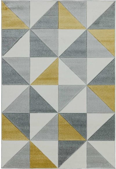 Easy Living - Sketch-Cubic-Ochre Vloerkleed - 160x230  - Rechthoek - Laagpolig Tapijt - Modern - Geel, Grijs
