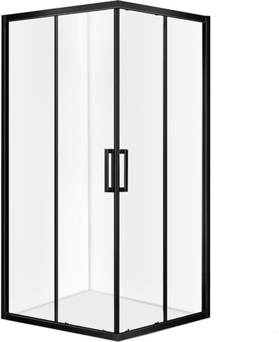 Diamond Line Enza - Douchecabine - 80x80 - Vierkant - Mat Zwart - Schuifdeur - Hoekinstap