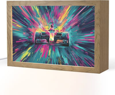 Nachtlampje 30x20 cm - Kinder lampje - Raceauto - Abstract - Strepen - Blauw - Tafellamp kinderkamer - Slaapkamer lamp - Bedlamp kinderen - Kinderlampje stopcontact - Wandlamp babykamer - Nachtlampjes