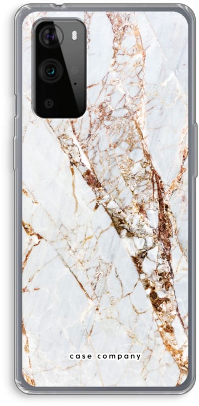 Case Company® - Hoesje geschikt voor OnePlus 9 Pro hoesje - Goud marmer - Soft Cover Telefoonhoesje - Bescherming aan alle Kanten en Schermrand