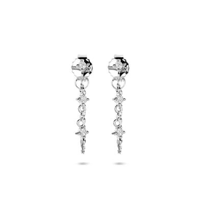 Zilveren gerhodineerde oorhangers zirkonia 23 mm - 1341002