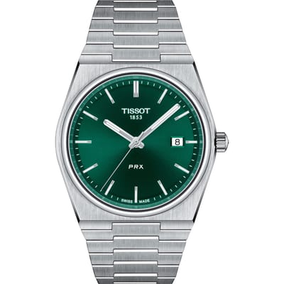 Montre Tissot T-Classic PRX en acier inoxydable avec cadran vert et quartz T137.410.11.091.00 100M pour homme vert