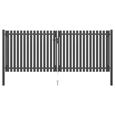 vidaXL - Tuinhekpoort - staal - 400x125 - cm - antraciet