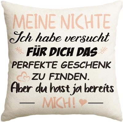 Dailygoody - Kussen voor nichtje - Verjaardagscadeau - 45 x 45 cm - Sierkussensloop - Polyester - Geschikt voor woonkamer - Kleur nietje