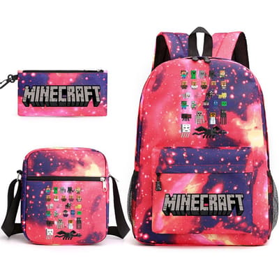 Minecraft Schooltas Game Merchandise Student Grote Capaciteit Print Drie Delige Schooltas Mannen En Vrouwen Three-piece set