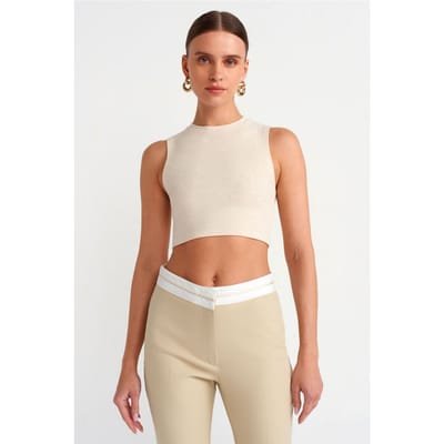 Geribbelde Katoenen Crop Top
