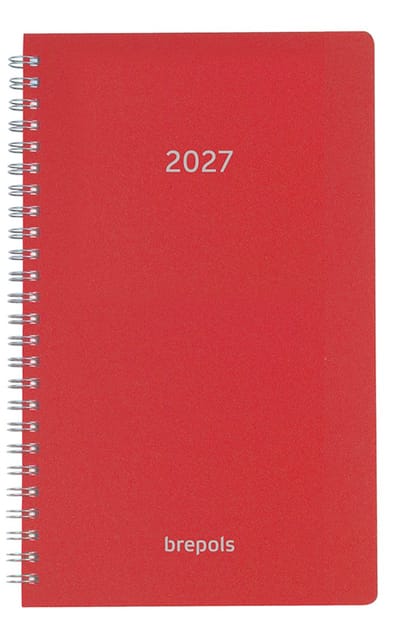Brepols bureau agenda 2027 - BREFORM [0.516] - POLYPROP - Bureau agenda - 1 dag op 1 pagina - Dagoverzicht - Wire-O - Rood - 10 x 16.5 cm