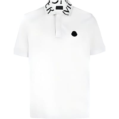 Moncler Logo Print Rechte Zoom Korte Mouw Poloshirt Heren Poloshirts 8A000048467391R XL white